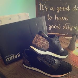Black with leopard accent Sneakers